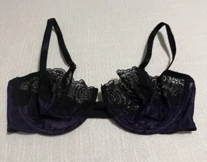 Victoria’s Secret Black & Purple Lace Very Sexy Balconet Bra Underwire 34D thumbnail 1