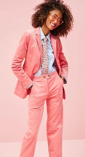 J. Crew Pink Corduroy Blazer with Yellow Collar Accent thumbnail 1