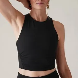 Athleta Black Ribbed Racerback Tank Top‎ Size XS with Built-in Shelf Bra thumbnail 1