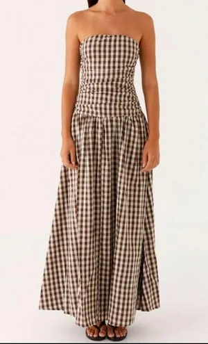 Boutique Brown checkered maxi Dress thumbnail 1