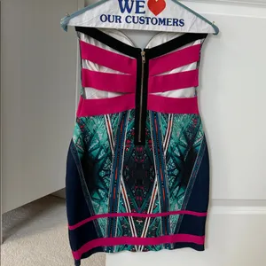 WOW Couture Colorful Printed Bandage Bodycon Strapless Dress thumbnail 6