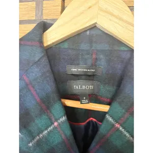 Talbots Blue‎ And Green Fabric Woven In Italy Plaid Blazer Size 2 thumbnail 6