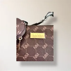 New Nicole Miller‎ New York Brown Monogram Crossbody Bag Coin Purse Minimal Luxe thumbnail 10