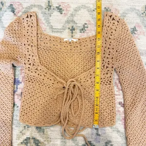 Tularosa Crochet Front Tie Cardigan Small Brown Boho Festival Open‎ Knit Beachy thumbnail 5