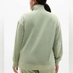 New Athleta M Forever Fleece 1/4 Zip Sweatshirt Eucalyptus Green Medium Regular thumbnail 4
