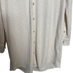 Faherty Legend White Oatmeal Long Sleeve Button Up Sweater Shirt Mini Dress M thumbnail 9