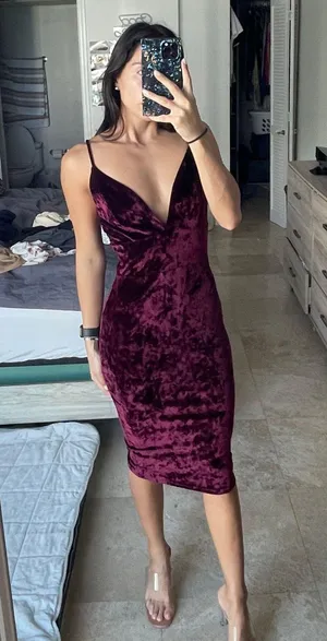 Velvet Midi Dress Red Size XS thumbnail 1