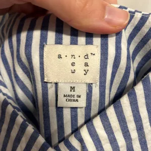 A New Day Blue and White Striped Midi Dress Size Medium with Pockets thumbnail 4