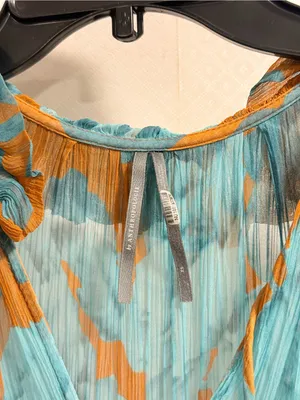 Anthropologie The Marais Printed Tiered Teal Floral Maxi Dress Boho Floral XS thumbnail 3