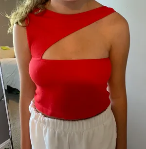 Ruby and Jenna Red Asymmetrical Top thumbnail 1
