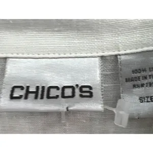 Chicos Shirt‎ Womens US L 2 White Black Floral Linen Shacket Art To Wear Blouse thumbnail 10