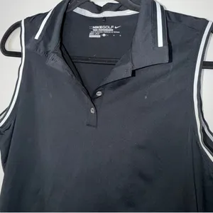 Nike Golf Tour Performance Womens Size Large Black V-Neck Sleeveless Polo Shirt thumbnail 1