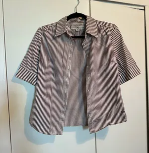 Tommy Hilfiger 90s Y2K Short Sleeve Button-Up Purple White Striped thumbnail 1