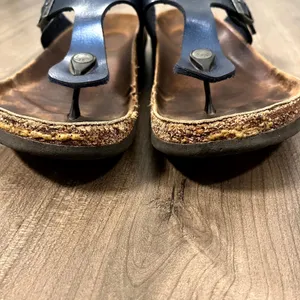 Birkenstock Sandals Gizeh Navy Blue Metallic Thong Buckle Womens 41 US 10-10.5 thumbnail 4
