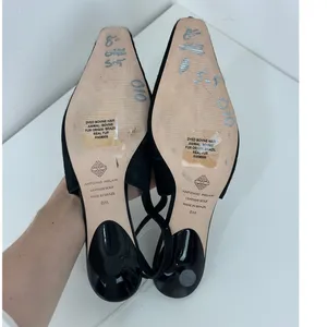 NEW Antonio Melani Kitten Heel Sling Back Black Leather Fur Minimalist US 8 thumbnail 10