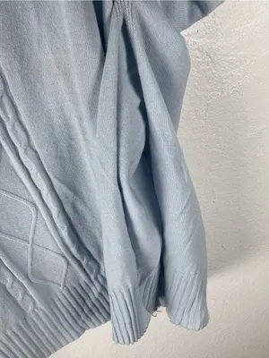 MERSEA Aberdeen Light Blue Cable Knit High Side Slits Poncho Sweater One Size thumbnail 5