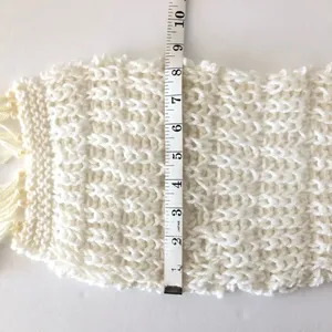 Handmade Cream White Crochet Knit Tassel Scarf thumbnail 4