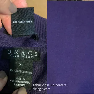 Grace Purple Cashmere Knit Mock Neck Short Sleeve Pull Over Sweater (Xl) thumbnail 10