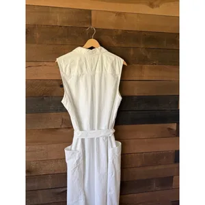 Vintage White Button Front Shirt Dress Liz Claiborne Minimal Utility Midi Dress thumbnail 10