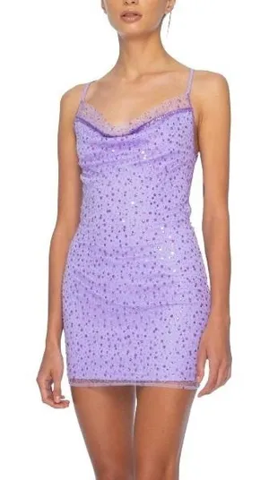 Dyspnea Paris Circa 2004‎ Dress Women Small Purple Sequin Cowl Neck Mini Party thumbnail 1