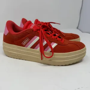 Adidas VL Court Bold Platform Sneaker Red Pink Suede Low Top Women Size 7 thumbnail 2
