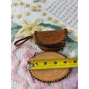 Vintage‎ Tooled Leather Coin Purse Pouch Florida Mexico Floral Design thumbnail 7