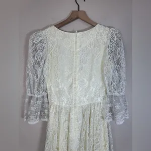 Gunne Sax by Jessica McClintock Vintage 1970’s Ivory Lace Wedding Dress size 7 thumbnail 9