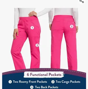 Cherokee Workwear pink Professional scrubs pull on cargo soft stretch Xs tall thumbnail 6