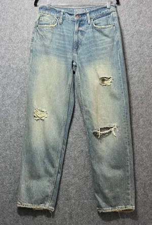 Arizona Jeans Low‎ Rise Dad Jeans Distressed Ripped Denim Light Wash Size 4 thumbnail 1
