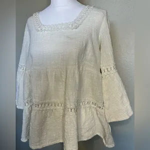 Oddi Chic White Women's Peasant Blouse Boho size Small thumbnail 2