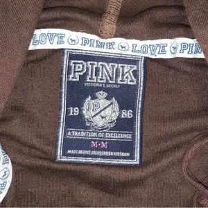 Victoria’s Secret PINK Hoodie Brown Rainbow Peace Sign Size Medium thumbnail 7