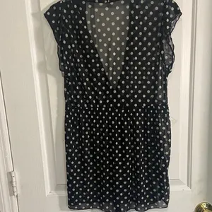 Vintage Sheer Black Polka Dot Blouse Size L thumbnail 3