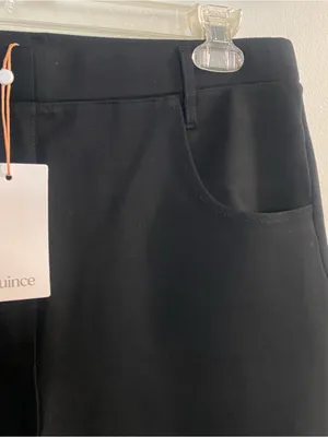 Quince Womens L Large 34x29 Black Ultra Stretch Ponte Pants 4 Pocket Casual NWT thumbnail 3