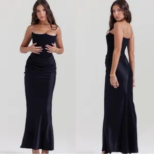 New HOUSE OF CB PERSEPHONE Black satin Strapless Dress Size S thumbnail 3