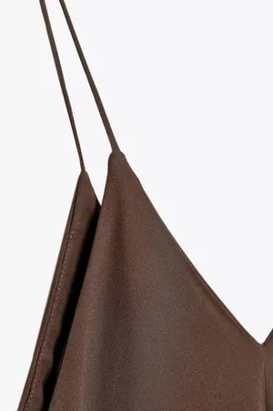 Zara ze collection Brown flowy bohemian casual Sleeveless Dress thumbnail 4