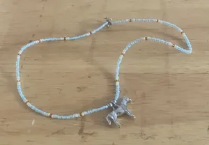 FINAL MARKDOWN Beaded Necklace with Horse Pendant thumbnail 1
