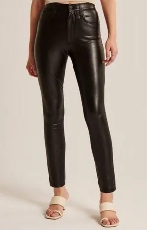 A&F Vegan Leather Pants Black Slim Fit Size 10 Size 30 thumbnail 8
