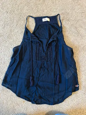 Navy Crochet Tank thumbnail 2