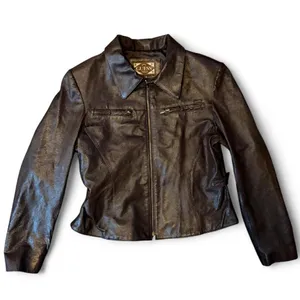 Vintage GUESS Brown Faux Snakeskin Jacket Women’s L Y2K Full Zip Moto 90s 2000s thumbnail 1