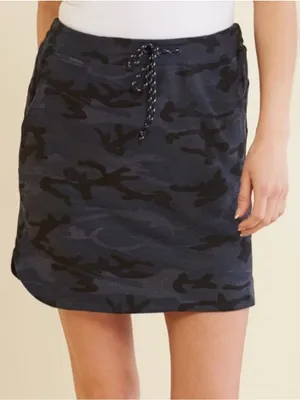 Sundry for Evereve Black Camo Soft Pull-On Drawstring Skirt - Size 2 (M) thumbnail 1