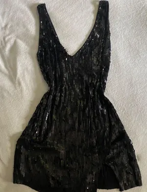 Free People Black Sequin Mini Dress thumbnail 1
