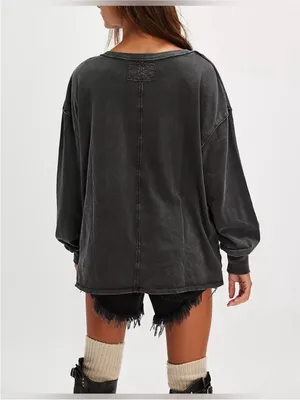 NWOT Free People We The Free Fade Into You Tee - Metal Stiletto washed black - M thumbnail 4