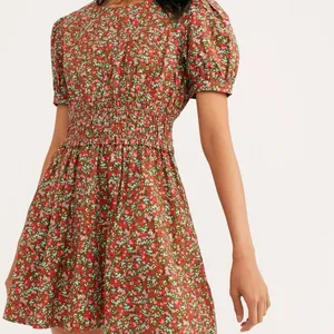 Free‎ People Pennie Floral Mini Dress Puff Sleeve Smocked Waist Women's Large thumbnail 4