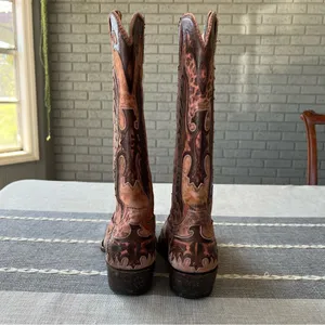 Old Gringo Eagle Distressed Pink Leather Western Boots Leopardito Cowgirl 6.5 thumbnail 7