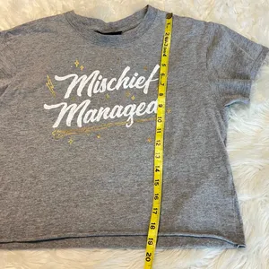 Harry Potter Mischief Managed Cropped T Shirt Juniors XL Gray Raw Hem thumbnail 7