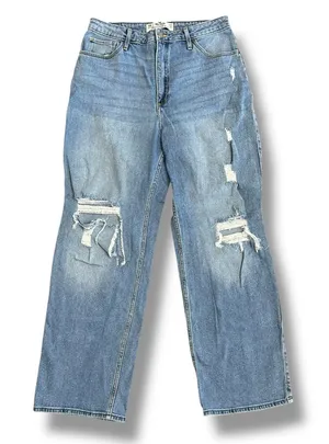Hollister Curvy Ultra High Rise Dad Jeans 13R W31 L31 Distressed Straight‎ Leg thumbnail 1