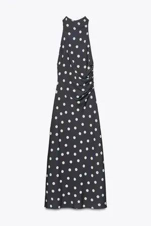 Zara Black Polka Dot Halter Satin Scarf Maxi Dress thumbnail 7