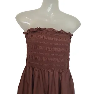 And Now This Brown Strapless Bandeau Shirred Body Midi Dress Sundress Size Large thumbnail 2