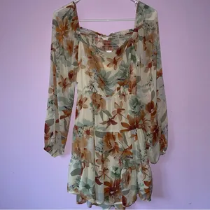 Lush Size Small Layla Mini Dress Babydoll Boho Floral Tiered Skirt Cottage thumbnail 2