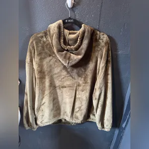 Women’s I Believe Brown Fuzzy Zip-Up Hoodie thumbnail 3
